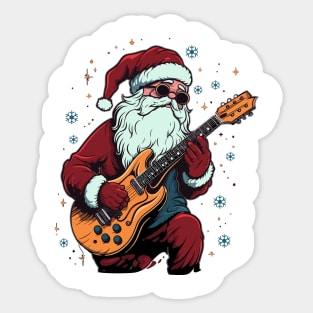 Christmas Guitar Gift Santa Claus Guitarist Funny Guitar Sticker